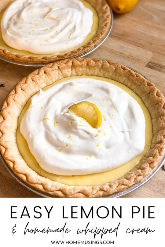lemon pie with whipped cream featured & Pinterest image